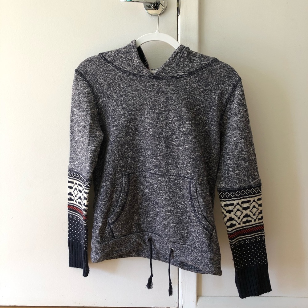 Hoodie Sweatshirt w/ Knit Sleeves